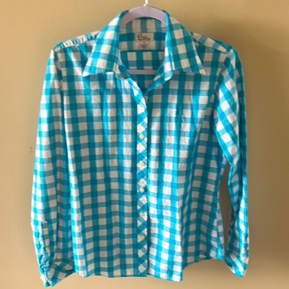 Lilly Pulitzer excellent condition checked blouse small